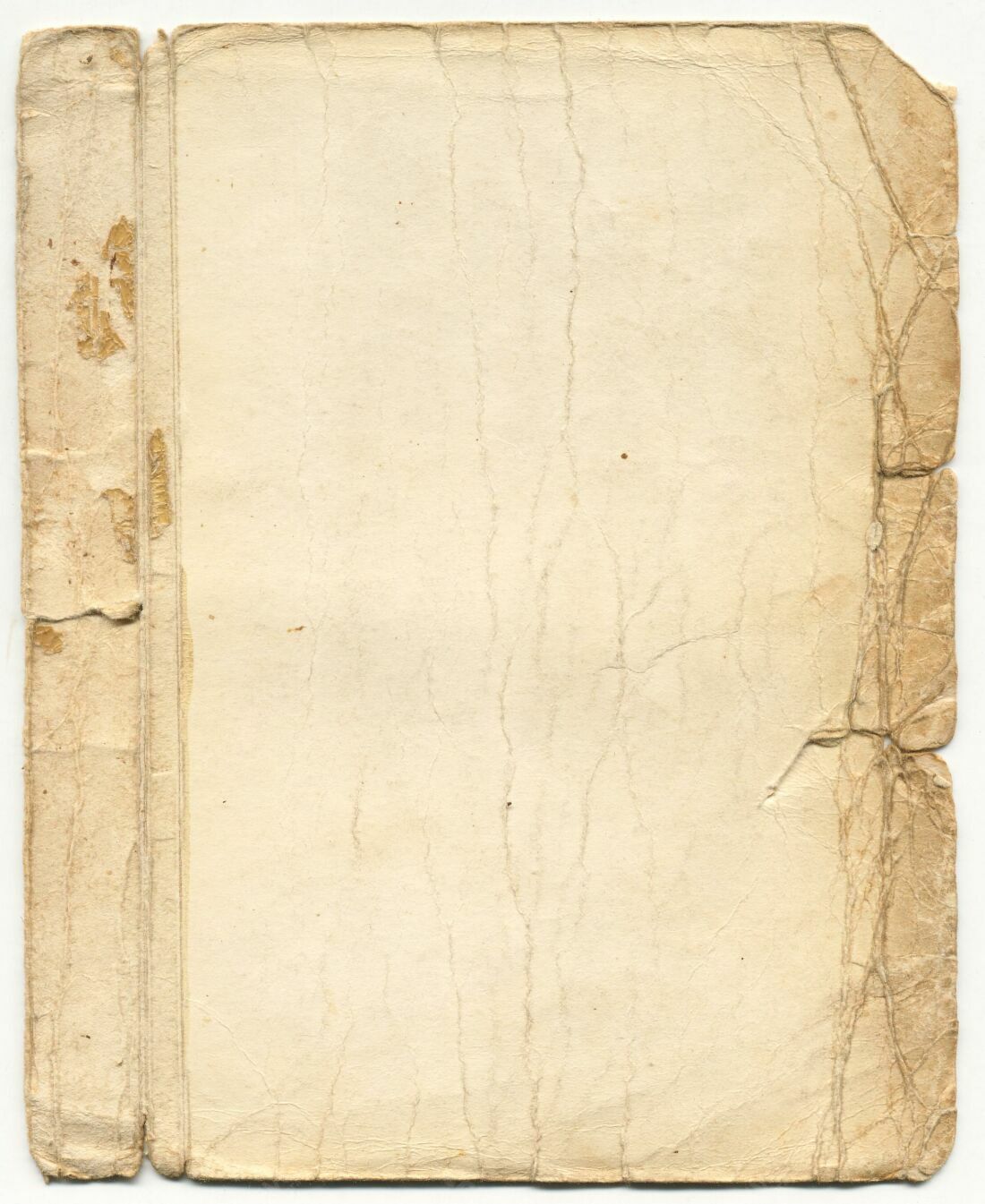 Página de livro antigo desbotada e rasgada