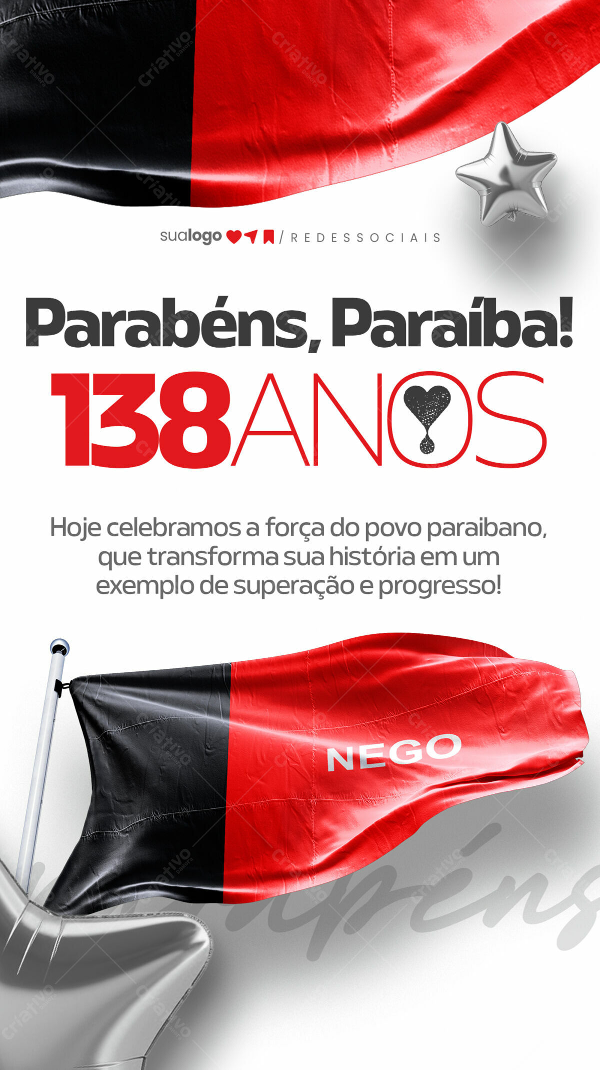 Flyer Aniversário 138 anos Paraíba PSD Editável