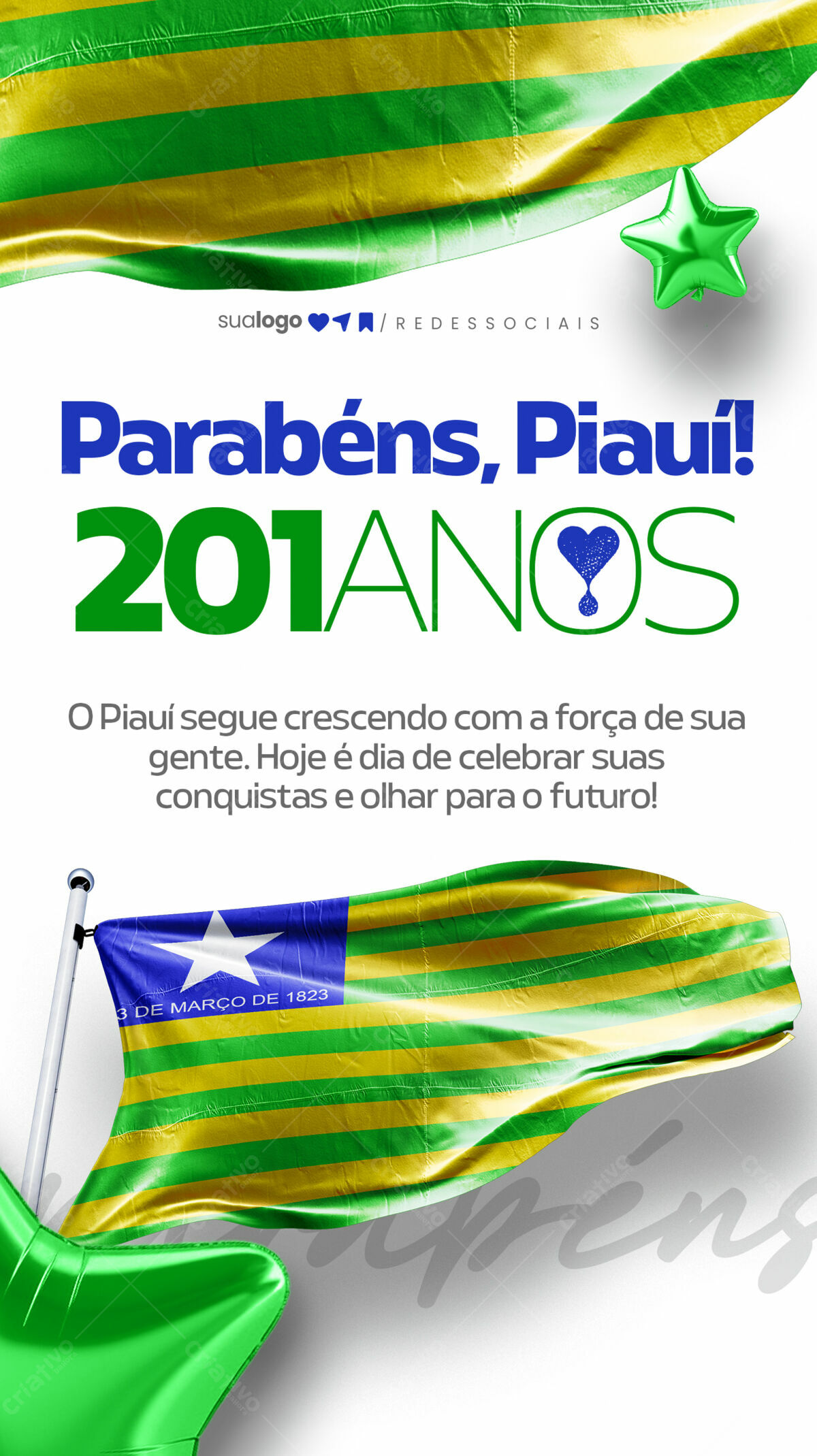 Flyer Aniversário Piauí 201 Anos PSD Editável