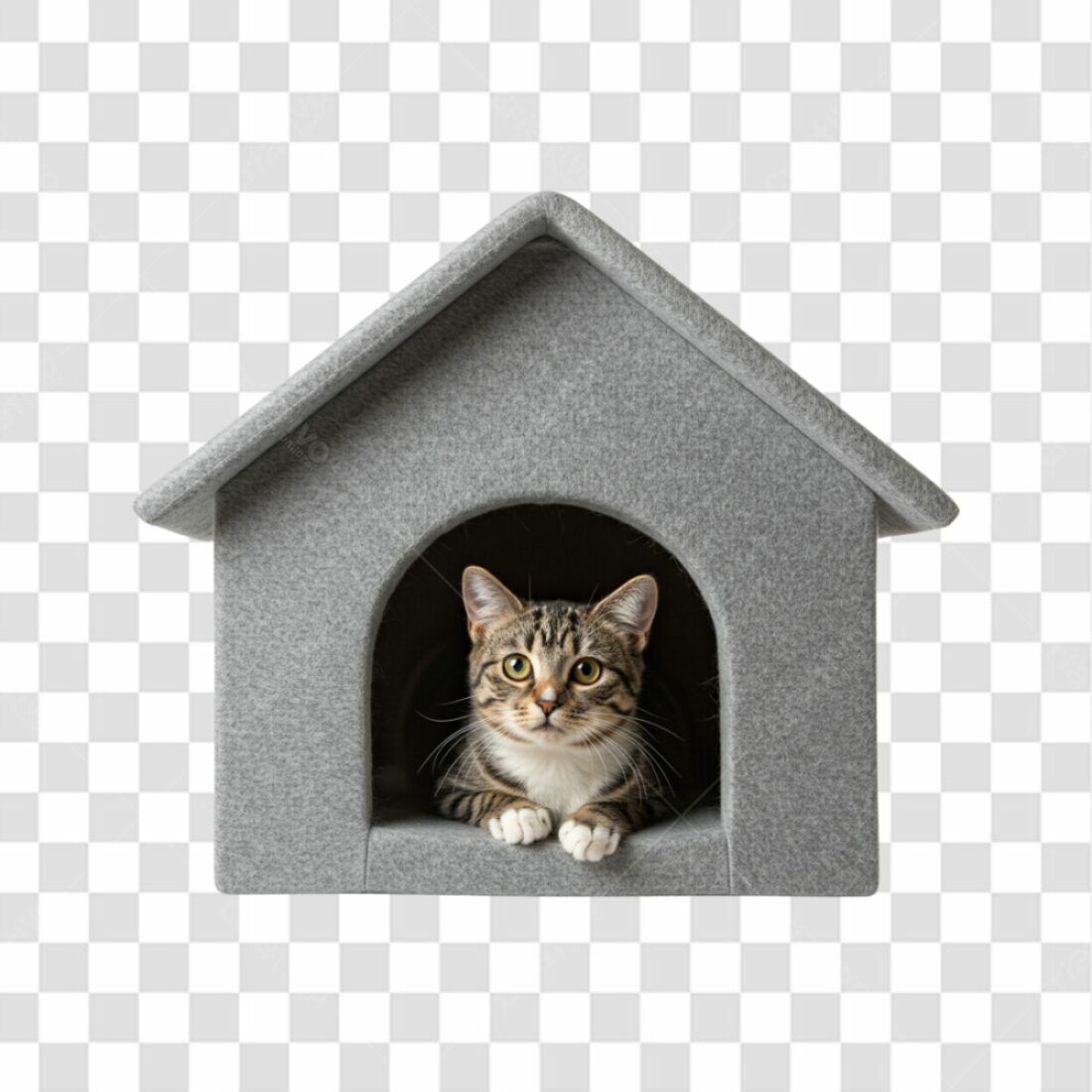 Icone Gato em Casinha Cinza PNG com fundo transparente