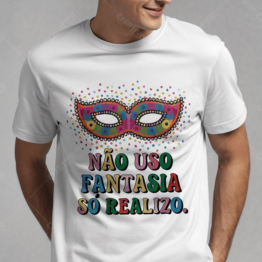 Camiseta Carnaval máscara colorida frase