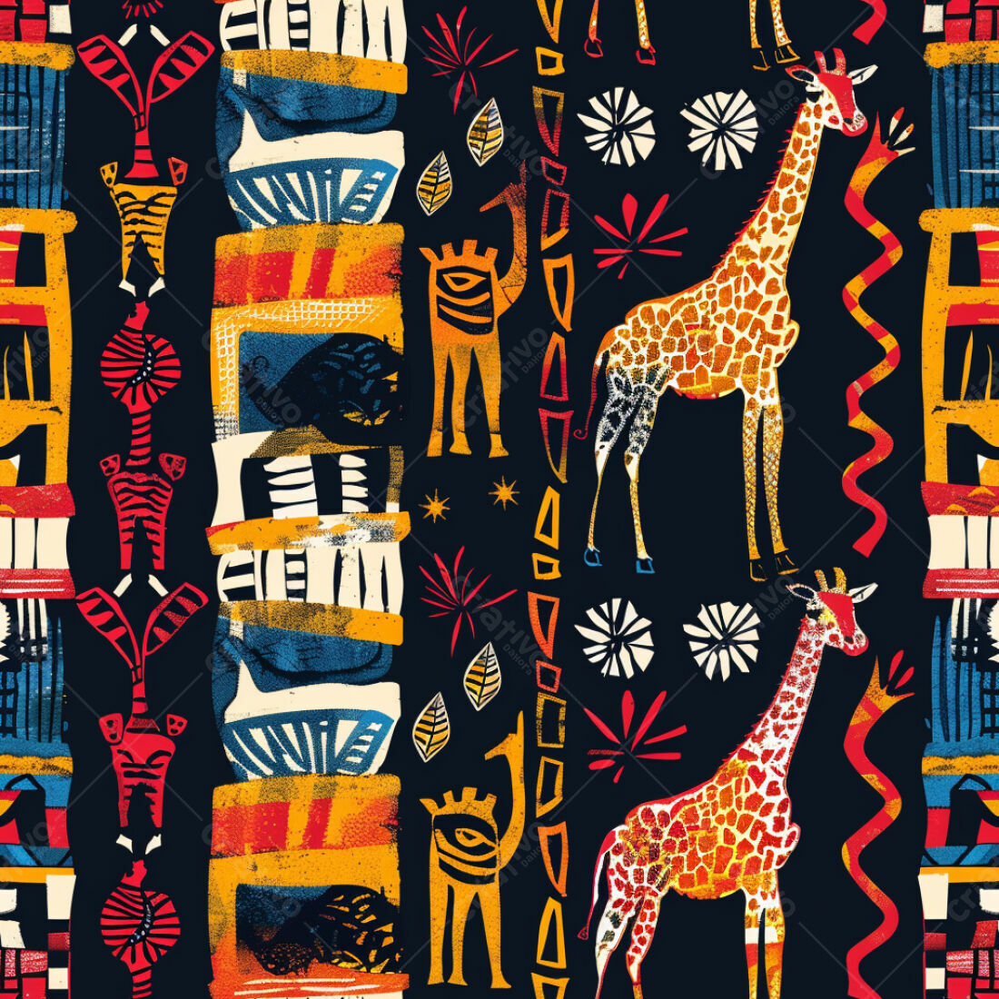 Textura Africana com Girafas para Fundo