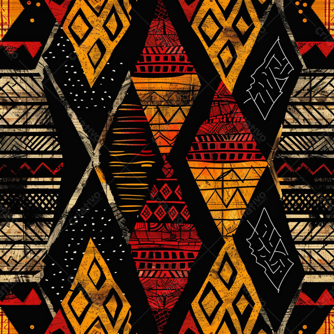 Textura Etnica Vermelha e Amarela para Fundo