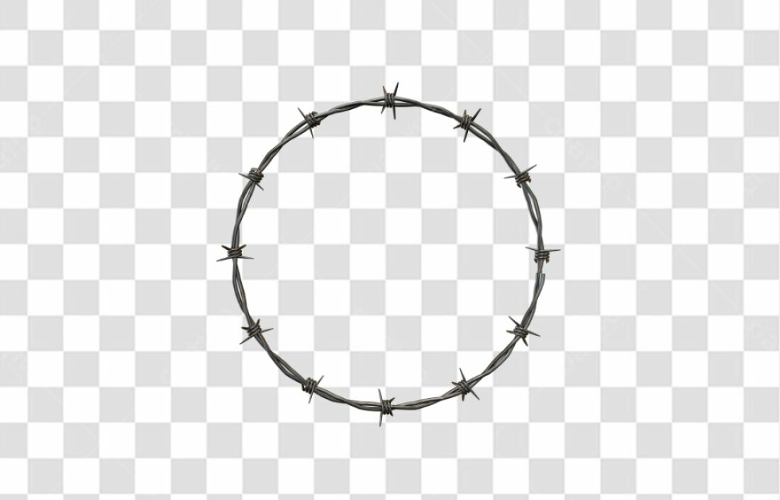 Moldura circular arames farpados PNG com fundo transparente