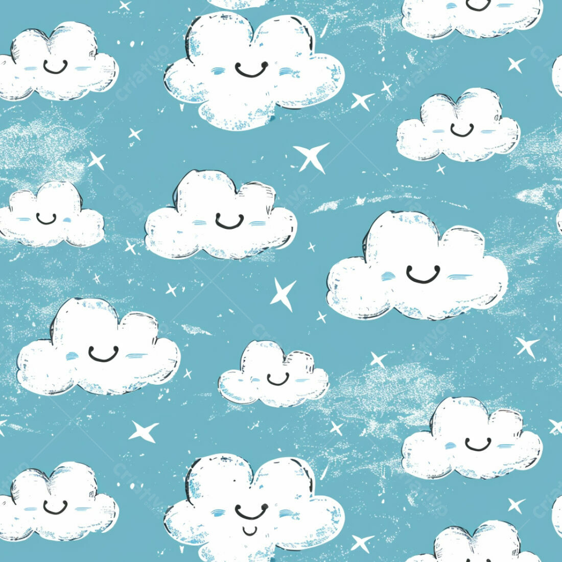 Textura Nuvens Sorridentes para Fundo Infantil