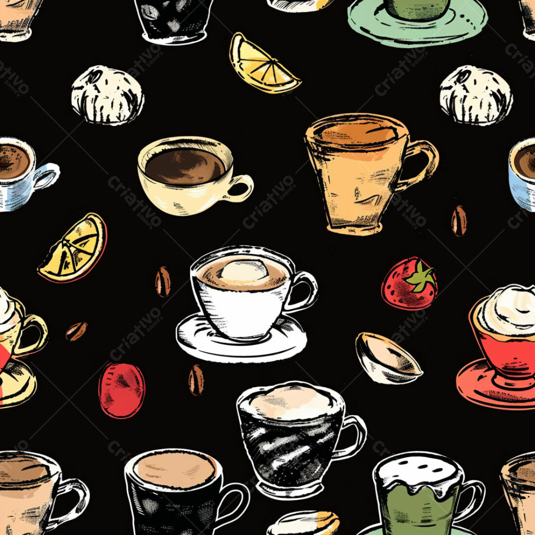 Textura Café Desenhada para Fundo