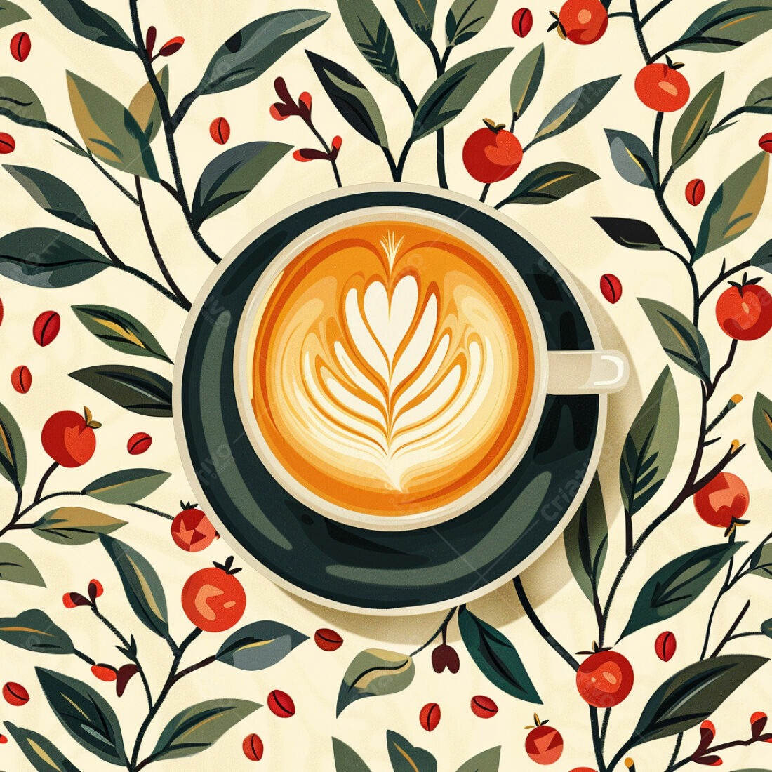 Textura café com arte latte para fundo