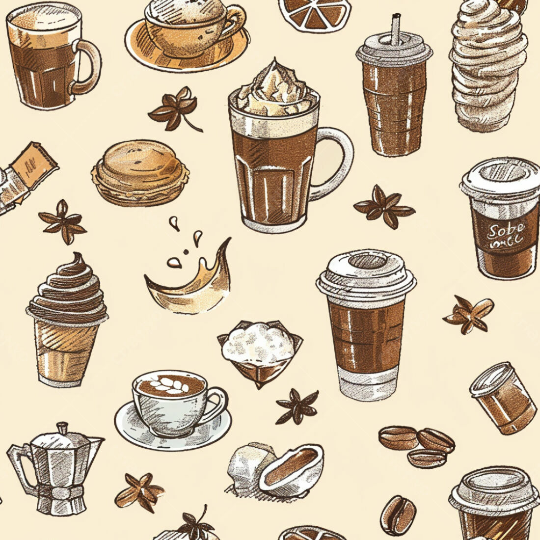 Textura café e doces para fundo