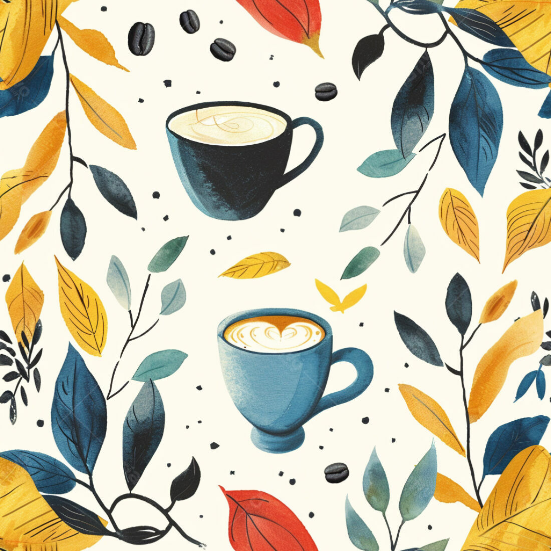 Textura café e folhas outonais para fundo