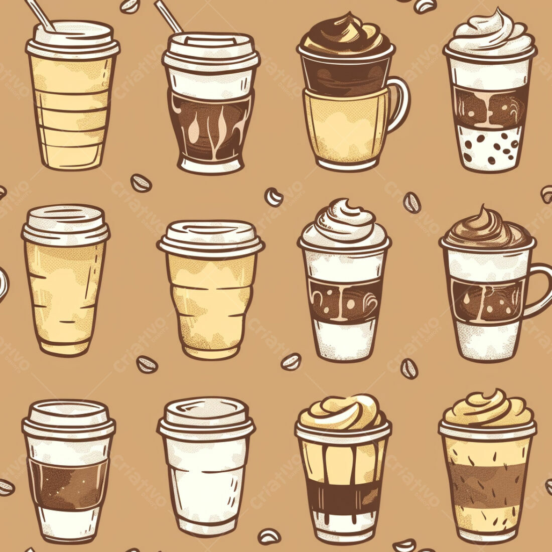 Coffee Cups Pattern Texture for Background