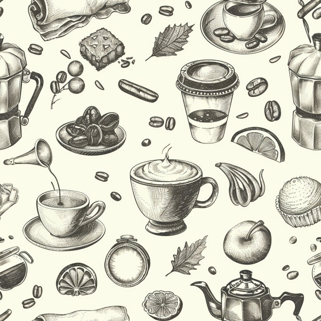 Textura Café e Doces para Papel de Parede