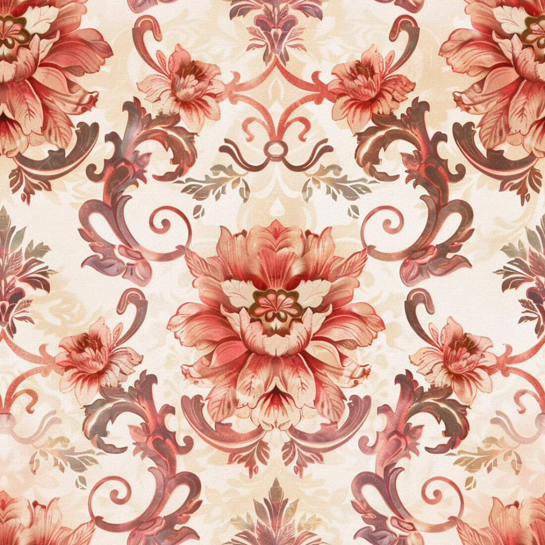 Textura floral damasco vermelho para papel de parede