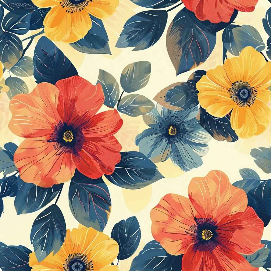 Textura floral vibrante para papel de parede