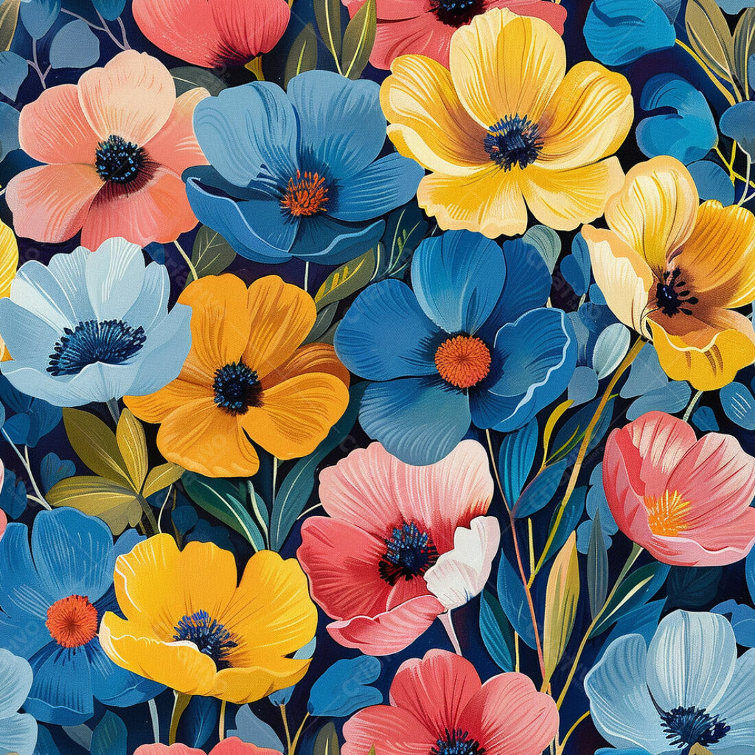 Textura floral vibrante para papel de parede