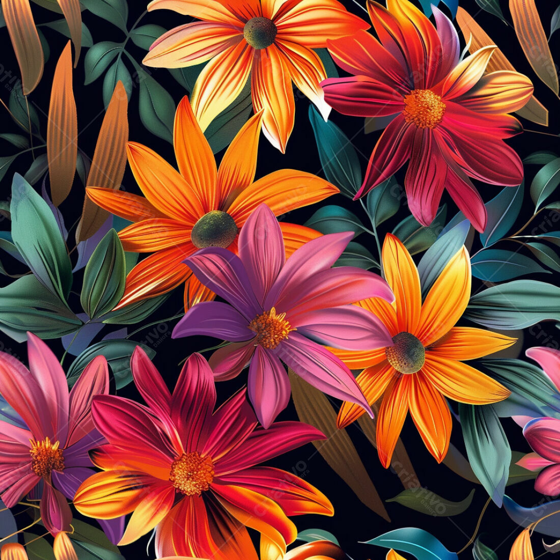 Textura floral vibrante para papel de parede