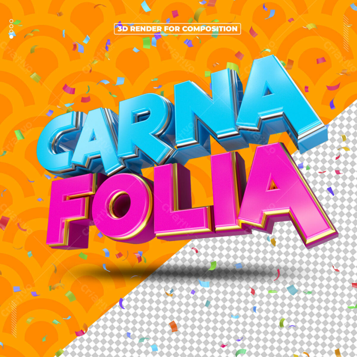 Editable PSD 3D Carnival Design with Confetti