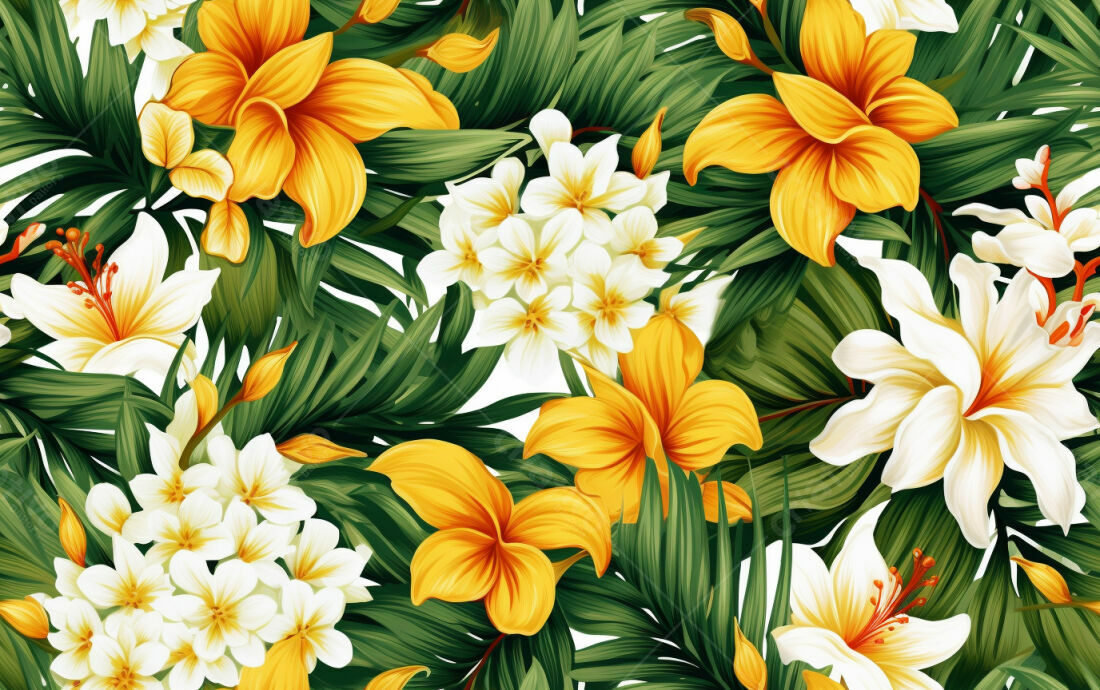 Textura floral tropical para papel de parede