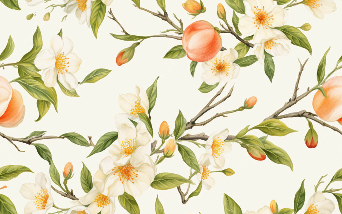 Textura Floral pêssego e branco para papel de parede