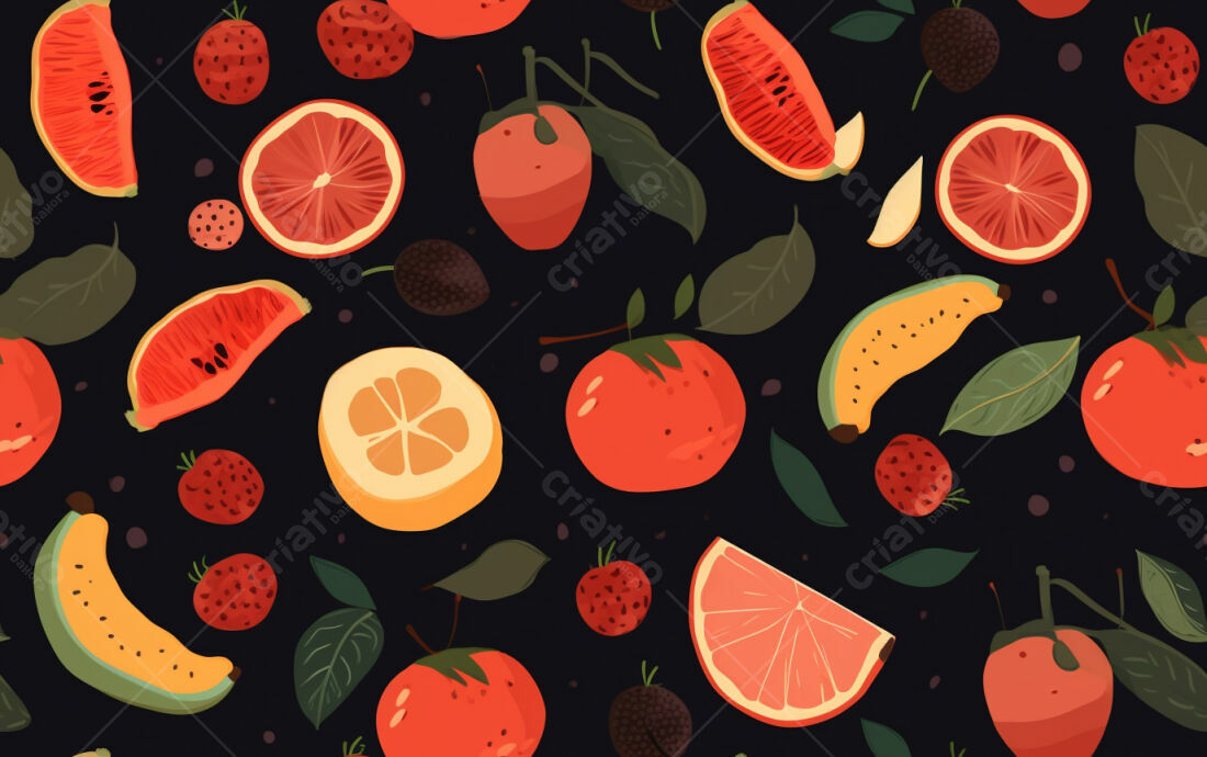 Textura Frutas Vermelhas e Amarelas para Fundo