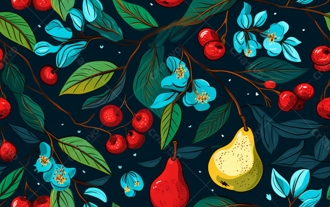 Textura Frutas e Flores para Fundo