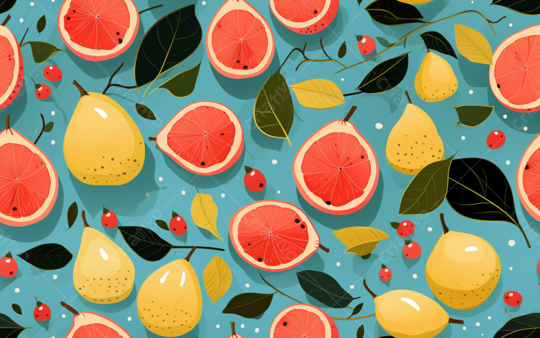 Textura Frutas Cítricas e Peras para Fundo