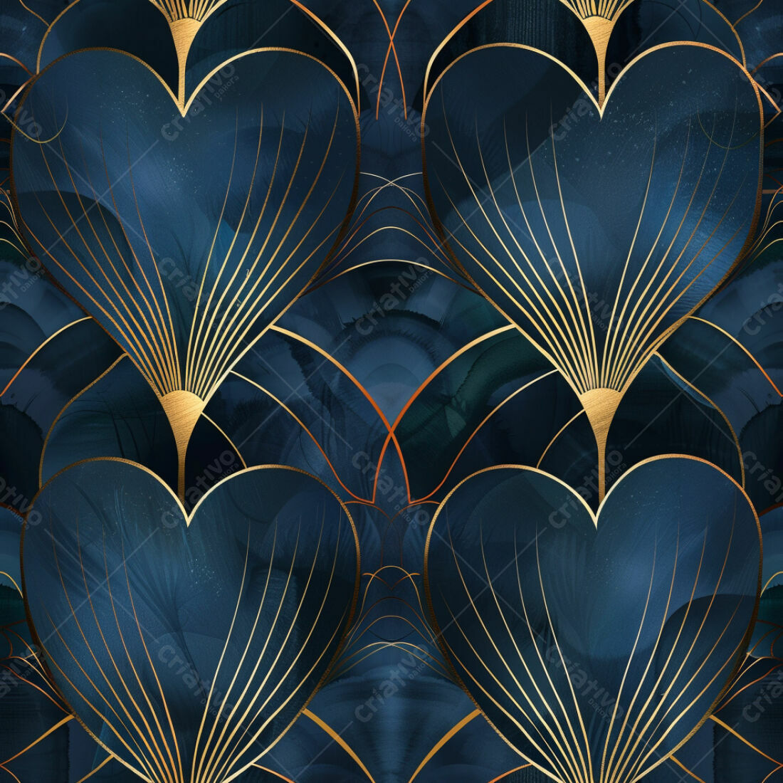 Textura fundo azul marinho com corações dourados para papel de parede