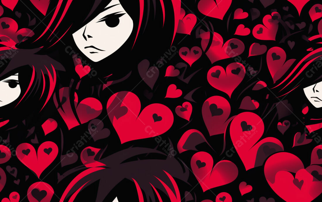 Anime Red Hearts Texture for Background