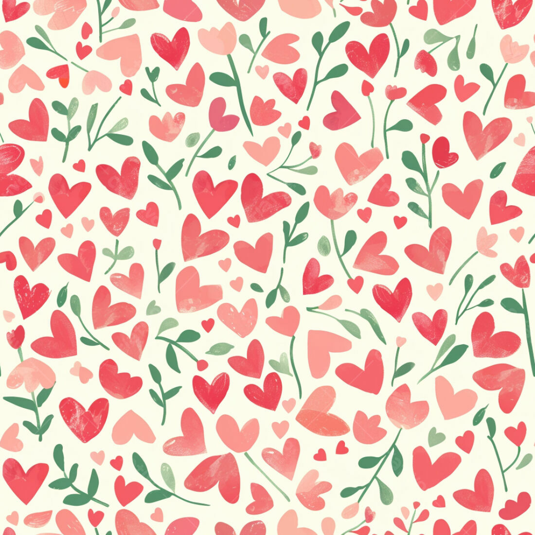 Textura corações e flores romântica para fundo
