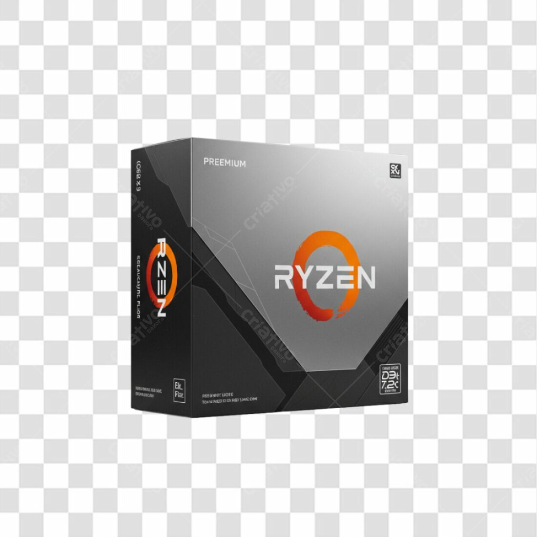 Mockup Caixa Processador Ryzen PNG com fundo transparente