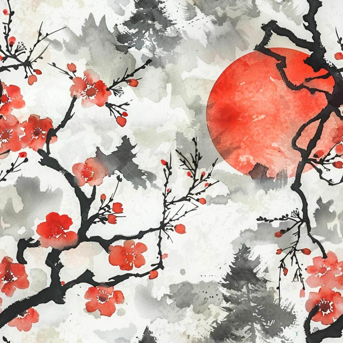 Textura aquarela flores cerejeira para fundo