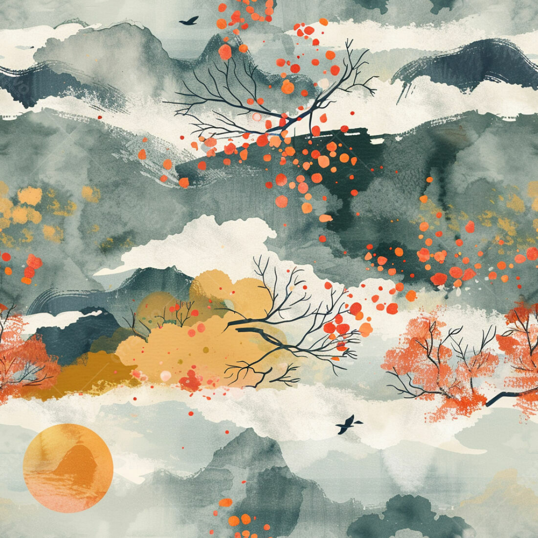 Textura Paisagem Oriental para Fundo