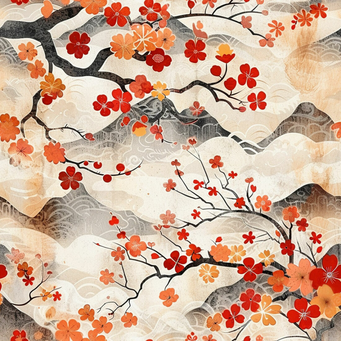 Textura floral japonesa para papel de parede