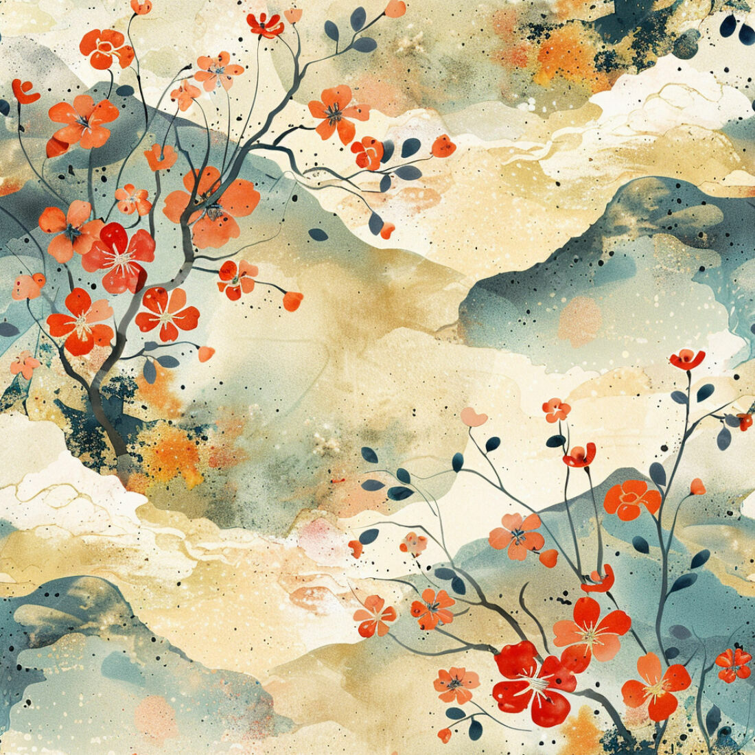 Textura floral aquarela para papel de parede