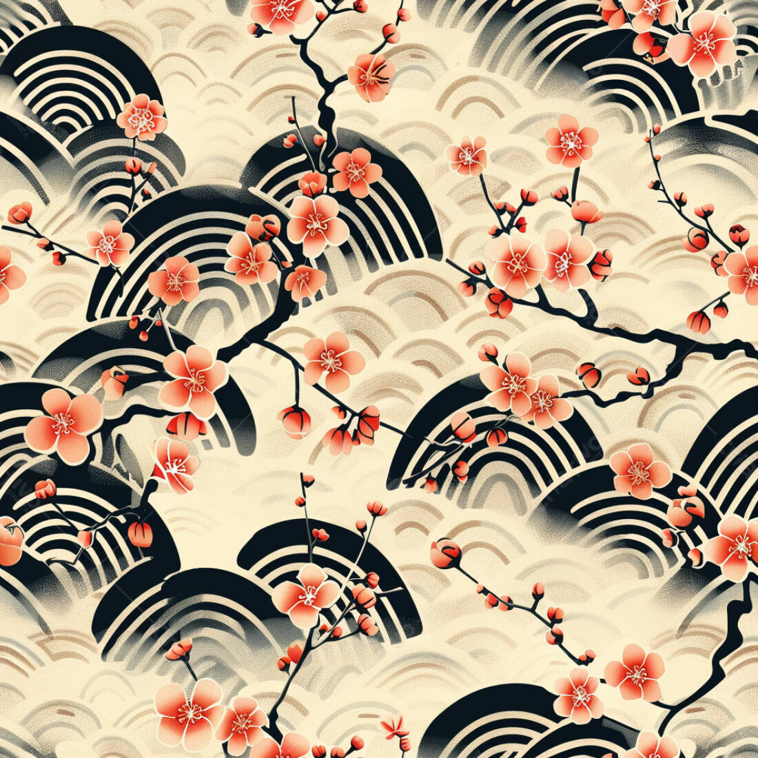 Textura floral japonesa para papel de parede