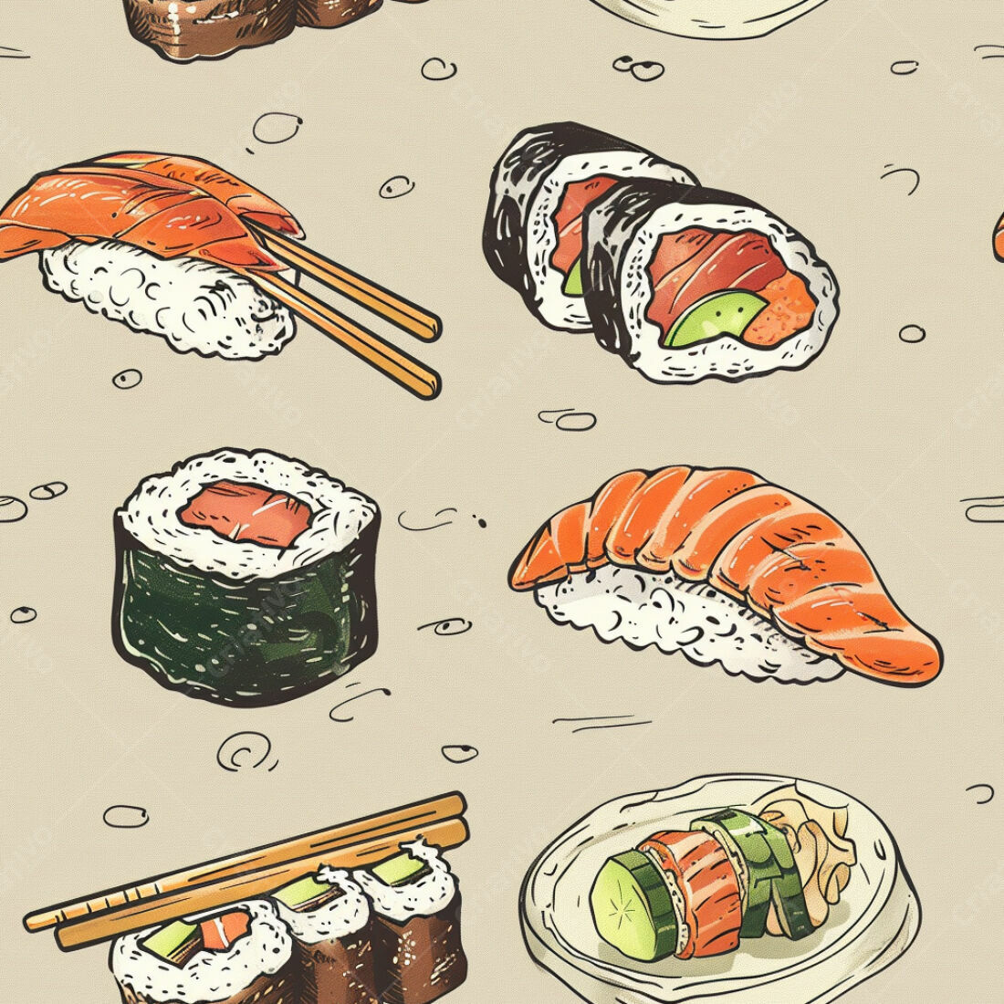 Textura Sushi para Papel de Parede