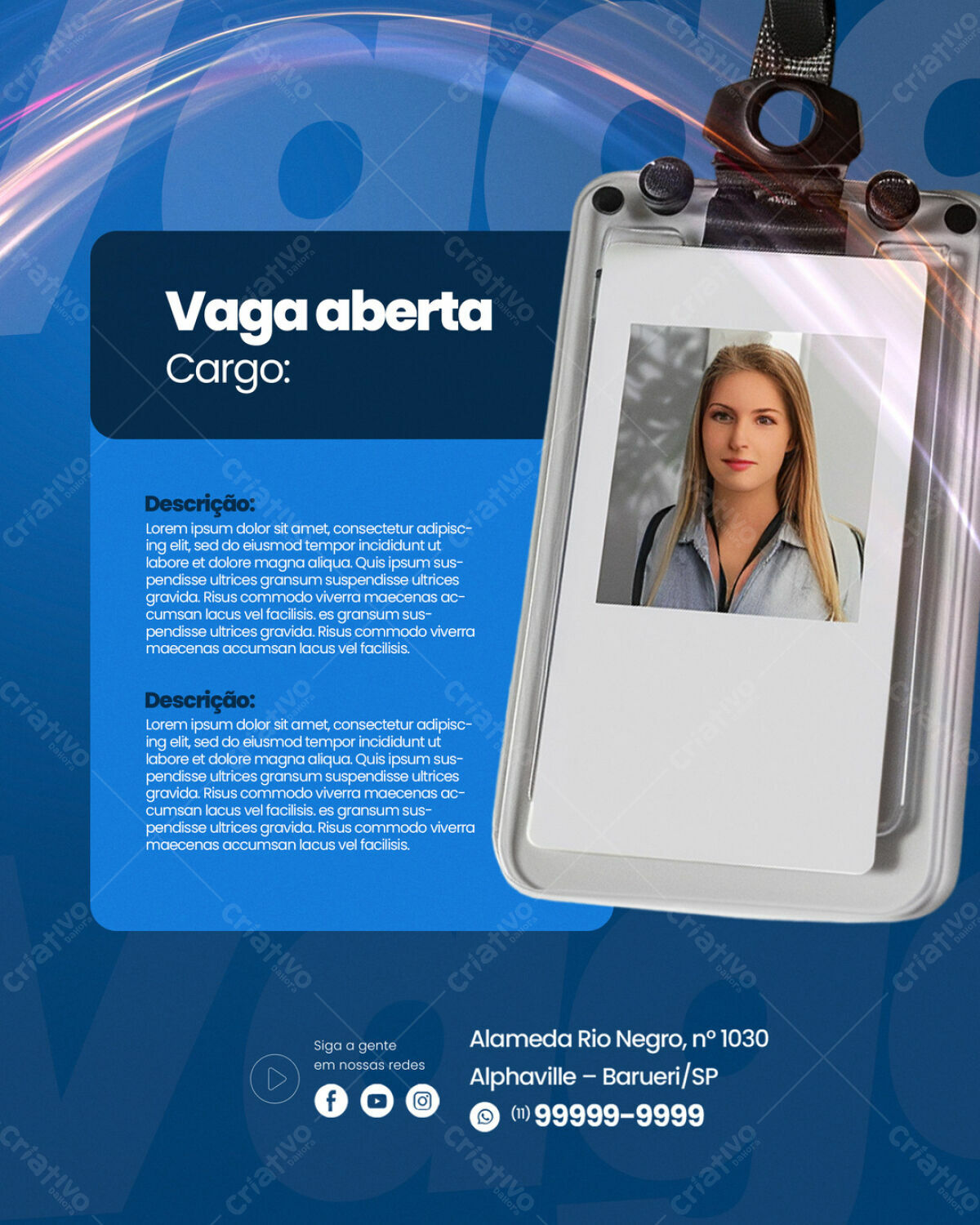 Cartão de Visita Vaga Aberta PSD Editável