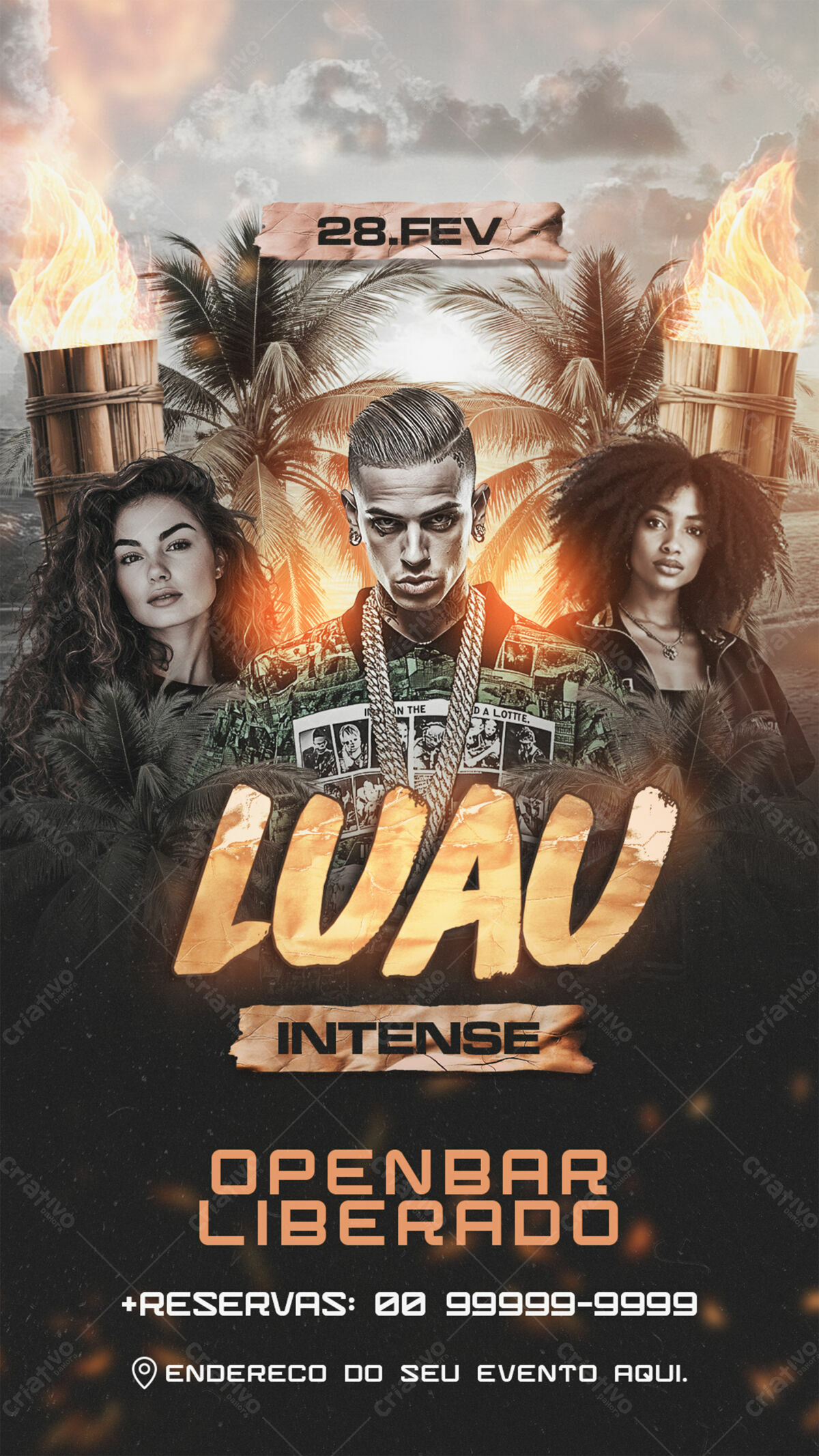 Flyer Festa Luau Intense PSD Editável