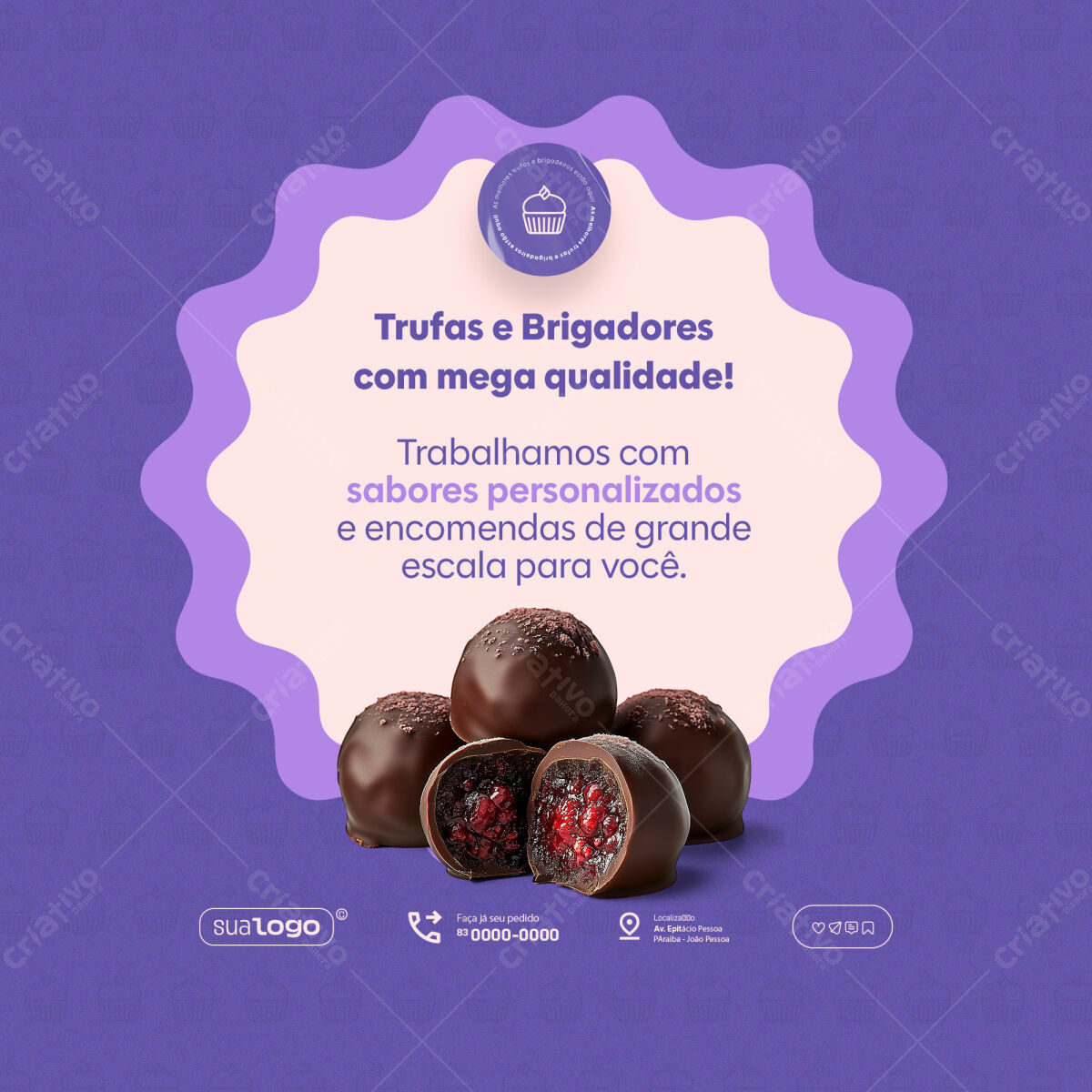 Post para Redes Sociais Trufas e Brigadeiros PSD Editável