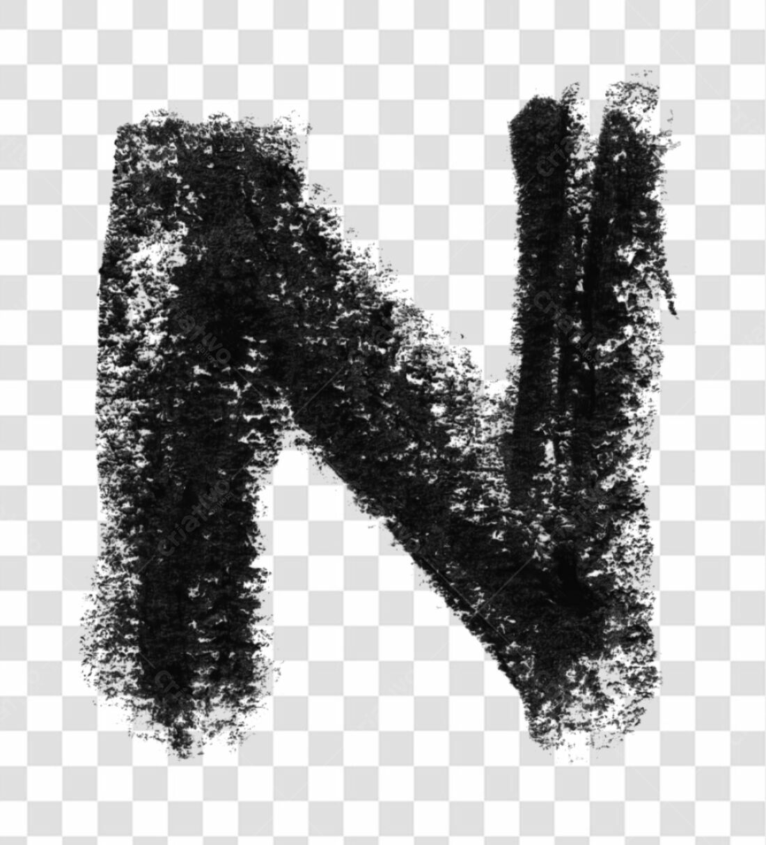 Logo PNG com fundo transparente Letra N estilo giz