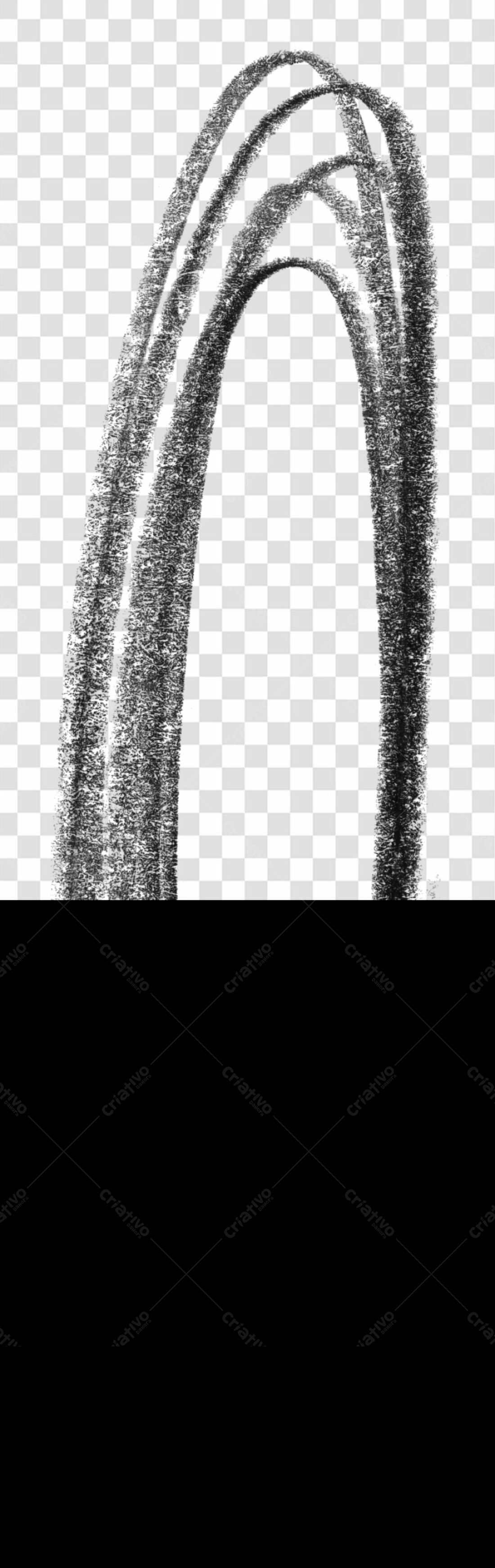 Banner abstrato em preto e branco PNG com fundo transparente