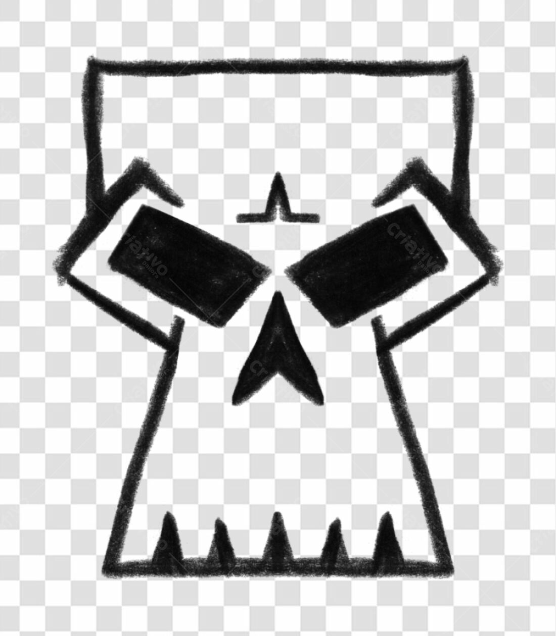 Logo caveira estilo grafite PNG com fundo transparente