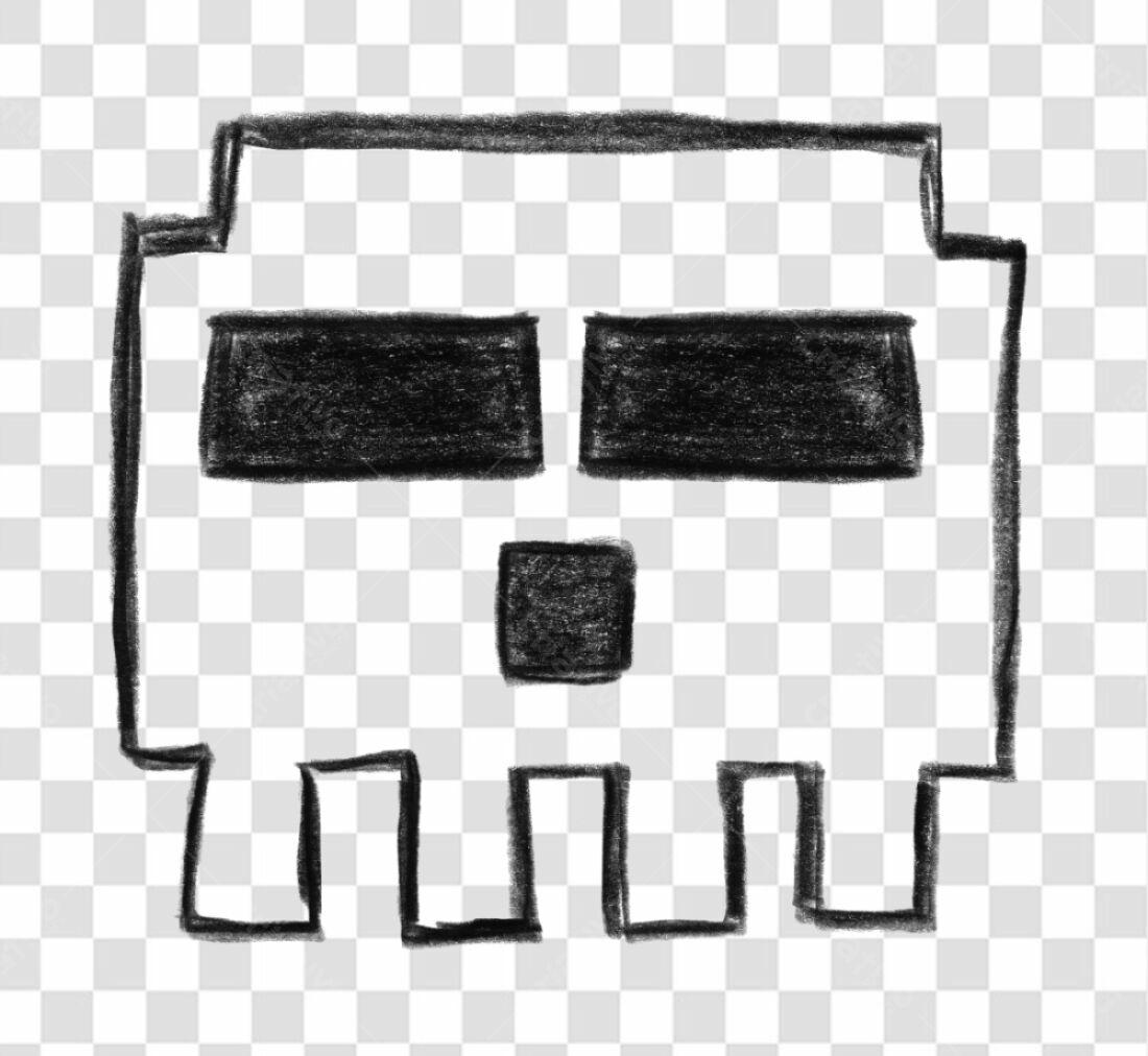 Icone caveira pixel art PNG com fundo transparente