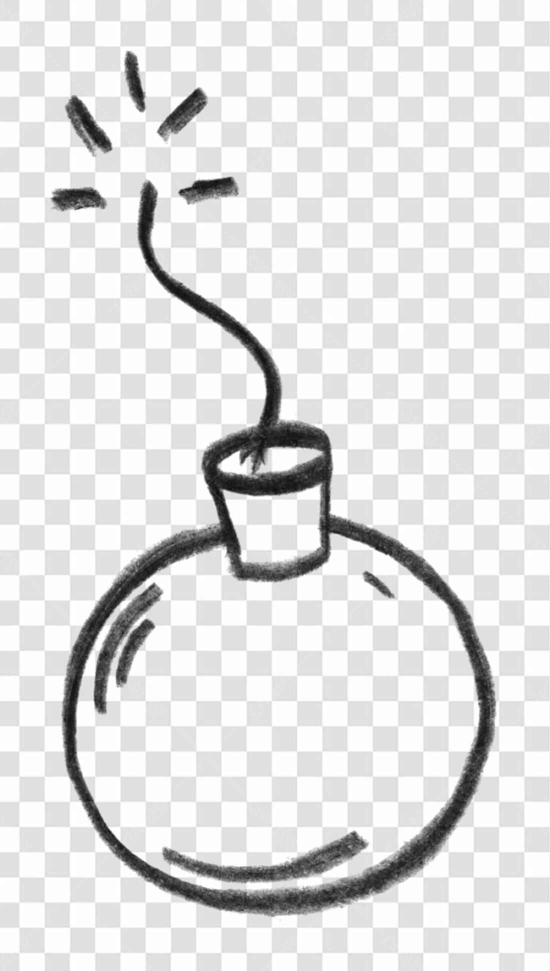 PNG Ilustração Bomba Desenho Preto e Branco com fundo transparente