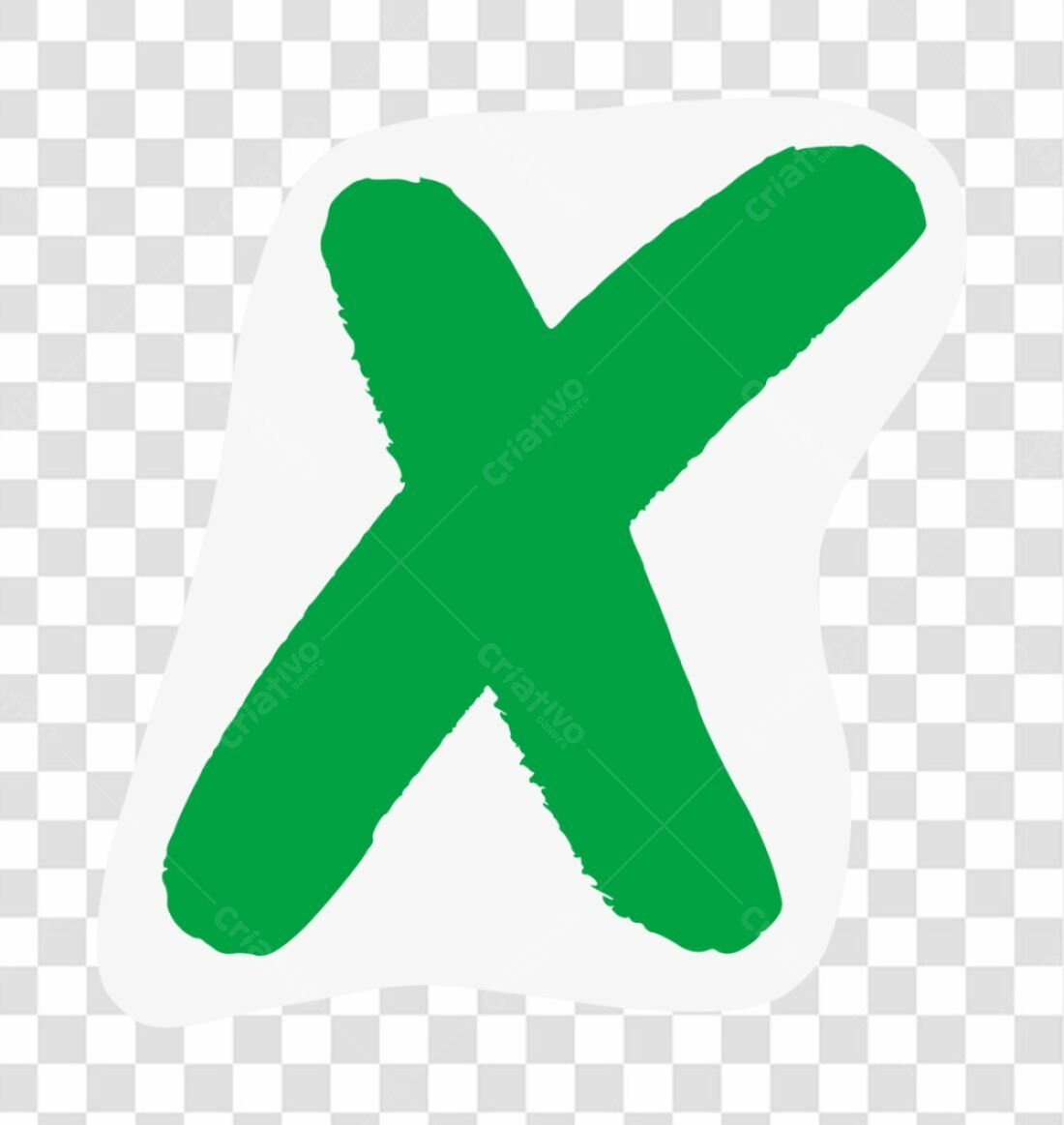 Sticker Verde X PNG com fundo transparente