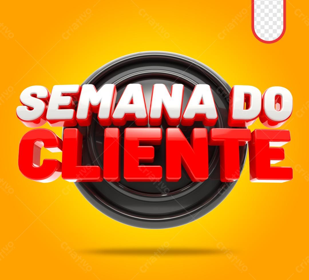 Selo 3D promocional vermelho e branco Semana do Cliente