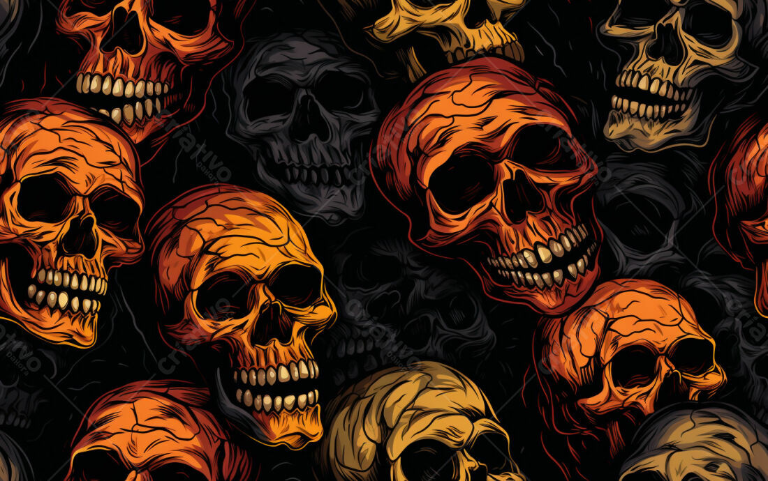 Textura Caveiras Coloridas para Fundo de Terror