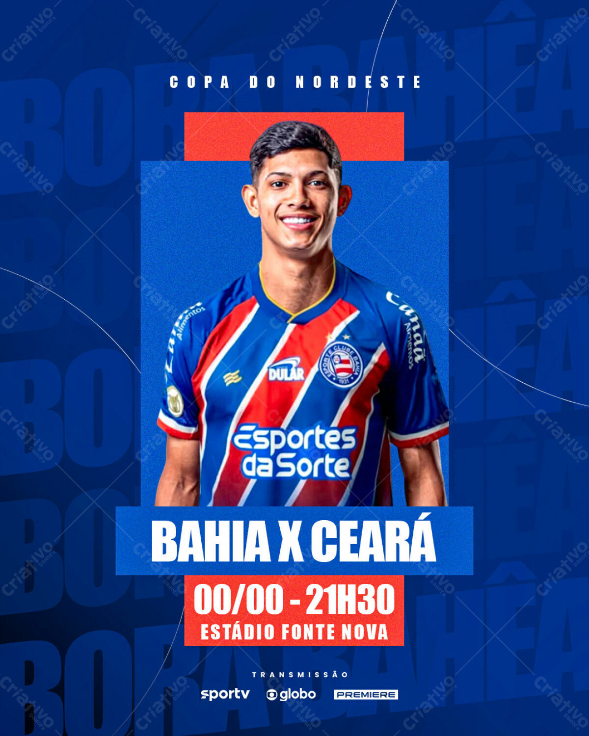 Flyer Copa do Nordeste Bahia x Ceará PSD Editável