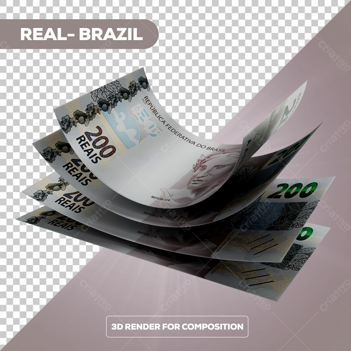 Composição com Notas de 200 Reais PSD Editável