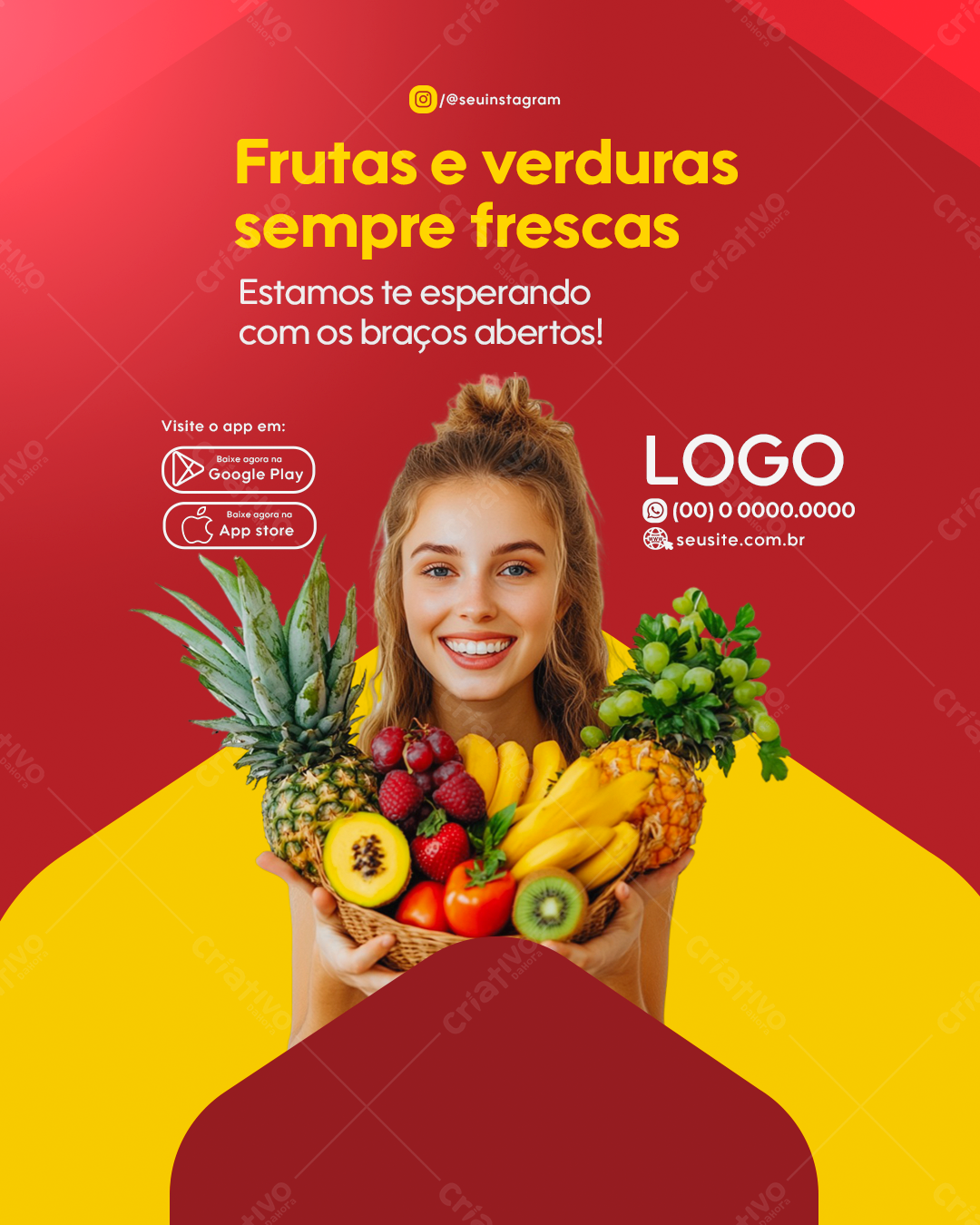 Post para Redes Sociais Frutas e Verduras PSD Editável