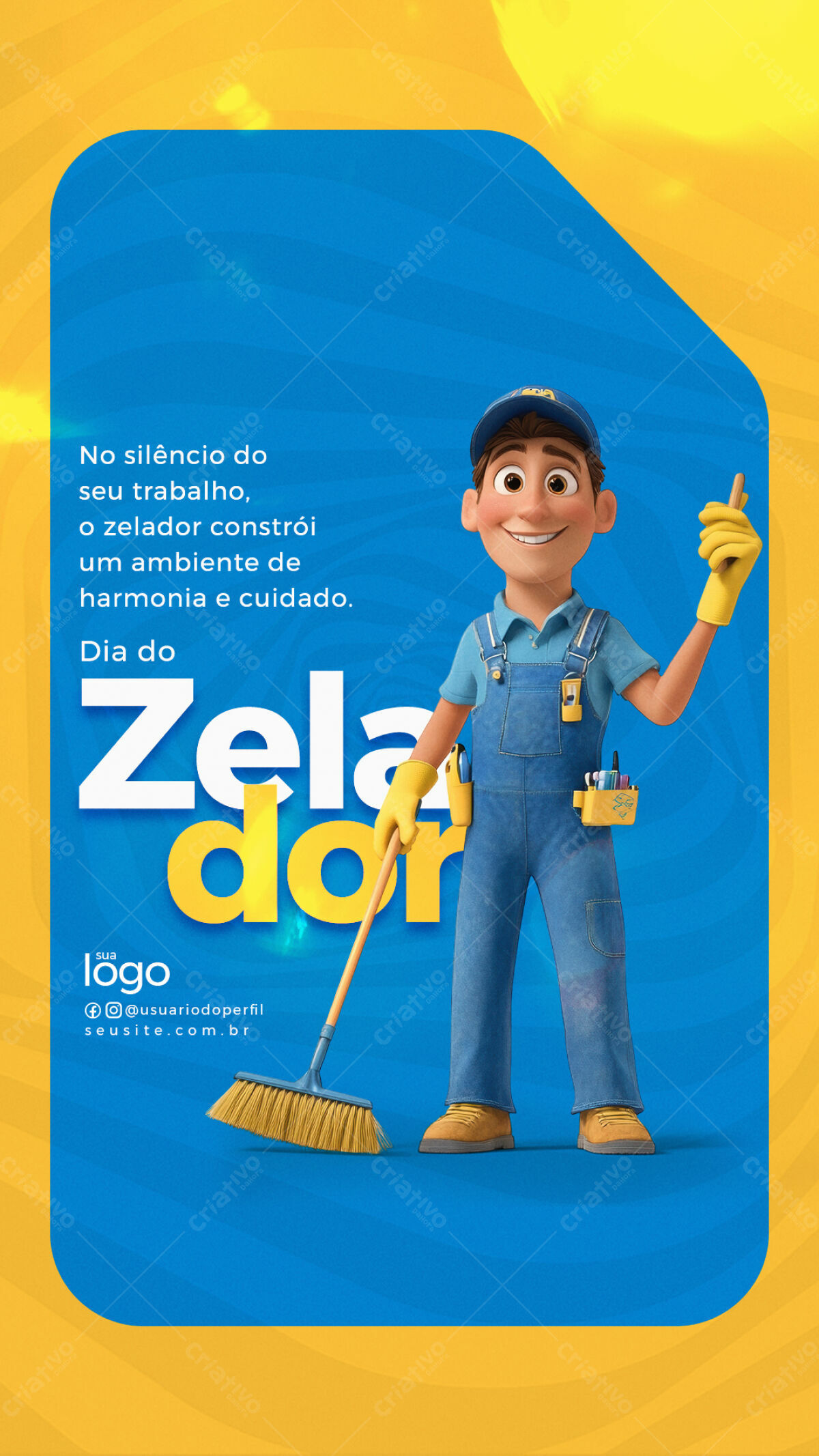 Flyer Dia do Zelador PSD Editável